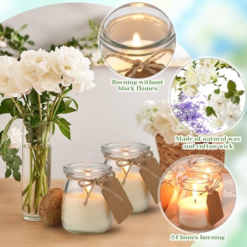 MTLEE 50 Pcs Wedding Jar Candles for Guests Wedding Candle Gift Natural Wax Candles with DIY Tag Cards for Bridesmaid Baby Shower Party Favors Home Supply Decor, Scents of Freesia/Gardenia/Lavender - Image 5