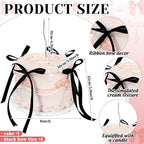 JarThenaAMCS 6 Inch Fake Cake with Black Bows Round Artificial Cake Coquette Dessert Decor for Birthday Wedding Party Display Photo Props Supplies - Image 2
