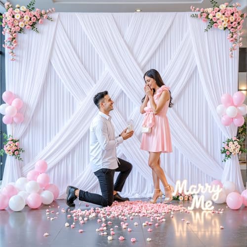 6 Panels White Backdrop Curtain for Parties Wedding Wrinkle Free 30ft x 10ft Backdrop Drapes for Baby Shower Gender Reveal Birthday Photo Photography Polyester Fabric Background Decoration - Image 3