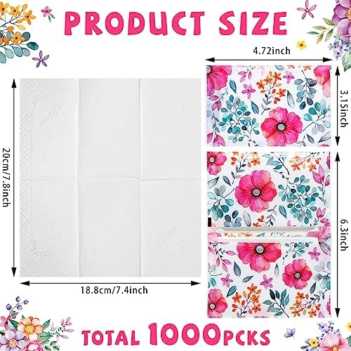 PerKoop 100 Pack Pocket Tissues Travel Slim Packs Small Facial Tissues Wallet Size Toilet Paper for Travel Guest Wedding Supplies, 4 Styles(Flower Travel) - Image 2