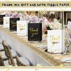 Tinlade 100 Pcs Thank You Gift Bags Bulk Paper Gold Thank You Wedding Bags with Handle for Business, Shopping, Wedding, Baby Shower, Party Favors (Black, White) - Image 4