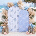 Mindsoft 2 Pcs Arch Backdrop Cover 6ft and 7.2ft Spandex Stand Cover for Baby Shower Birthday Wedding Bridal Shower Party Decorations (Light Blue,Seashell) by Mindsoft