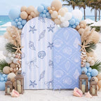 Mindsoft 2 Pcs Arch Backdrop Cover 6ft and 7.2ft Spandex Stand Cover for Baby Shower Birthday Wedding Bridal Shower Party Decorations (Light Blue,Seashell) by Mindsoft