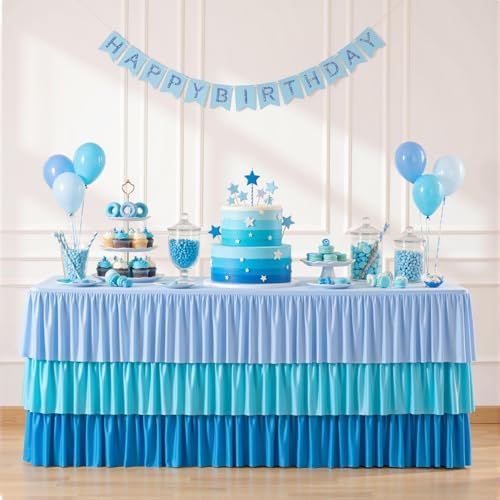 Suppromo Blue Tablecloths for 6 Foot Rectangle Tables Pastel Gradient Blue - Image 2