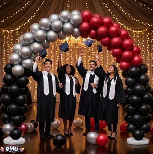 PMU DIY Professional Balloon Arch Deluxe Kit (Black, Red and Silver) Balloon Garland for Party Decoration, Decoration Kit for Birthday Party, Wedding, Graduation, Baby Shower (41689-61646) Pkg/1 - Image 4