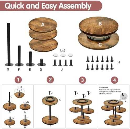 NANXITU Cupcake Tower Stands for 50 Cupcakes,360° Rotatable Wood Cake Stand - Image 6