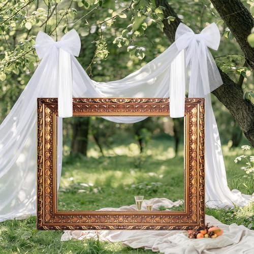 Wenqik Wedding Large Photo Booth Props 35 x 47 Inch Gold Vintage Frame Photo Booth Selfie Frame with 13 ft Ribbon for Wedding Bridal Shower Bachelorette Birthday Creative Friends Party Photobooth - Image 4