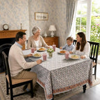 Ridhi Block Print Brown Meadow Vine Rectangle Cotton Tablecloth 108" x 60" Reusable Table Cover Decorative Everyday Use for Dining, Farmhouse, Home Gift for Spring, Easter, Valentine - Image 3
