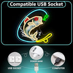 Fishing Neon Sign, Gone Fishing Led Neon Sign Light for Wall Decor Fish Hook Man Cave Light Up Sign Party Decorations for Gear Store Angler Teen Boy Dad Gift Dimmable USB Powered(13.8"*10.6") - Image 5