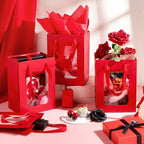 Zhanmai 36 Pcs Kraft Paper Gift Bags with Clear Window Handles, Wine Red - Image 4