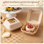 50 Set 50 Bento Cake Box Clamshell Container Kit, Wooden Color - Image 4