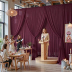 30ft×10ft Wrinkle Free Burgundy Backdrop Curtain Drapes, 6 Panels 5ftx10ft Sheer Tulle Chiffon Backdrop Panels Curtains for Wedding Baby Shower Birthday Party Stage Photo Home Decorations - Image 3