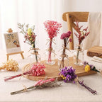 Nuanchu 10 Pcs Boho Wildflowers Dried Flowers Bouquet, 10 Glass Vase, Rope - Image 4