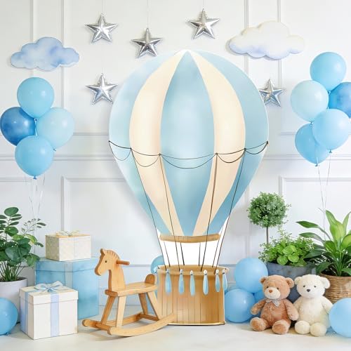 2.9 ft x 4.9 ft Hot Air Balloon Baby Shower Decorations, Large Blue Hot Air Shaped Cardboard Cutout, Life-Size Standup Photo Booth Props for Birthday Party Celebration Backdrops Decor - Image 5