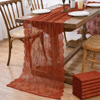 Remagr 6 Pcs Terracotta Lace Table Runners 30" x 120" Floral Wedding Decor by Remagr