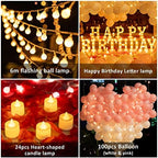 138pcs Happy Birthday Marquee Light Up Letters- LED Letter Number Light Sign with Round Light Balloons Decoration for Birthday Home Table Decor White - Image 5