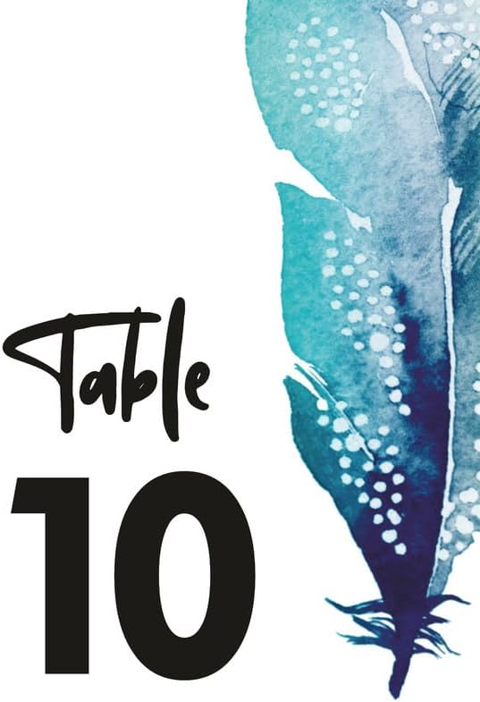 Blue Feather Design Table Number Cards Double Sided Party Table Numbers for Reception Baby Shower Anniversary Birthday Bridal Party 5x7 100 Pcs by Unknown