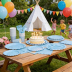 200Pcs Light Blue Party Plates and Napkins, 9’’and 7’’ Disposable Scalloped Baby Blue Paper Plates Cups Napkins Forks Set Party Supplies for Birthday, Wedding, Baby Shower Party Decorations, Serves 40 - Image 4