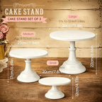 3 PCS White Round Cake Stand Set, Multi Size Metal Cupcake Holders Stand for Birthday Wedding Banquets, Pastry Display Holders for Holiday Party Dessert Display Table Decor (8"/10"/12" Plate) - Image 2
