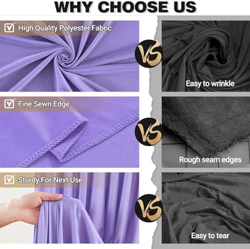 30x10FT Backdrop Curtains with Rod Pockets - Wrinkle Free Photo Stage Backdrop 6 Panels Curtains Drapes for Photography Wedding Party Baby Shower Decorations (Lavender) - Image 4