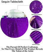 Partisout Tablecloth 90x132 inch Sequin Tablecloth Rectangle Table Cloths Disposable Rustic Party Table Cover Circle Tablecloth Glitter Tablecloth for Birthday Party (90x132 inch, Purple) - Image 2