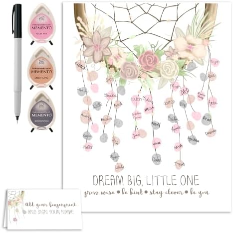 11x14 Dreamcatcher Fingerprint Poster Baby Shower Guestbook Alternative by MeganHStudio