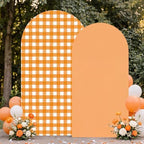 Tegeme 2 Set Gingham Arch Backdrop Cover 7.2ft 6.6ft Fall Orange Arch Cover - Image 6