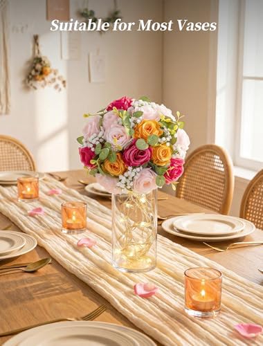 BLOSMON Wedding Flower Centerpieces for Tables: 10 Pcs, Pink and Orange - Image 6
