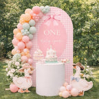 Arch Backdrop Cover One Silly Goose Baby Shower Girl Pink 1st Birthday Party Decors Spandex Stretchy Arch Stand Cover Plaids Cartoon Banquet Props (6.6FT,Bow) - Image 4