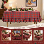 Romanstile Christmas Plaid Ruffled Tablecloth Rectangle, 60x102 Inch Red - Image 6