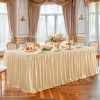Wish Care Deep Champagne Table Clothes for Rectangle Tables 6ft, Wrinkle Resistant Fitted Table Cloth with Pleated Ruffle Skirts for Banquet Wedding Baby Shower Folding Tables - Image 2