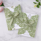 ponatia 25PCS Sage Green Laser Cut Invitation sleeves - Image 6