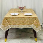Ridhi Romantic Reverie Hand Block Print Cotton Tablecloth 90 x 60 Inch by Ridhi