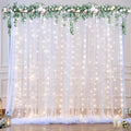 10ft x 10ft White Tulle Backdrop Curtain with Lights String for Parties Wedding Bridal Shower Sheer White Curtain Backdrop for Birthday Baby Shower Photo Booth Background Decorations by Suppromo