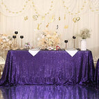 Eternal Beauty Purple 90x132 Inch Mardi Gras Sequin Tablecloth - Image 5