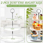 2 Pcs 3 Tier Porcelain Cupcake Stand, Holder Tower, Delicate Round Shape - Image 2