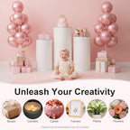 3 Pcs Cylinder Stands for Party, 35.4''/L 29.5''/M 23.6''/S Metal Cylinder Pedestal Stands White Round Table Display for Wedding Birthday Banquet Baby Shower Parties Event Decor - Image 6