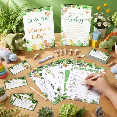 Funnymoom 426 Pcs Dinosaur Baby Shower Games Set, 8 Activities Bingo - Image 2