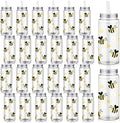 SiliFine 24 Pack Bee Party Favors Bee Cups with Lids and Straws 13.5oz by SiliFine