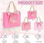 Whaline 60 Pcs Thank You Gift Bags with Ribbon Small Gradient Pink Paper Party Favor Bags with Handles for Wedding Bridal Baby Shower Birthday Party, 5.5 x 4.8 x 2.5 inch - Image 2