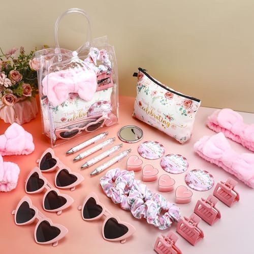 Dansydaisy 6 Sets Baby Shower Prizes for Game Winners Cosmetic Bags Sunglasses Hair Scrunchies Mirrors Pens Claw Clips Hair Headbands Candles Gift Bag for Baby Shower Wedding Bridal Shower Game Favors - Image 4