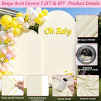 Beige Arch Backdrop Cover 7.2FT 6FT, Stretchy Spandex Wedding Arch Covers Set of 2, 2 Sided Arched Background Cover for Wedding Birthday Party Baby Shower Ceremony Banquet Decoration - Image 5