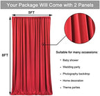 10ft x 8ft Wrinkle Free Red Backdrop Curtains for Parties, Polyester Photo Backdrop Drapes 2 Panels 5x8ft for Wedding Birthday Party Christmas Photography Background for Backdrop Stand - Image 5