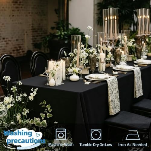 DRESSMAKER 10 Pack Black Table Cloth Rectangle 70X120 Inch Fit 8FT Table - Image 2