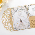 Gold Wedding Invitation Blank Bridal Shower Invitations with Rsvp Cards - Image 4