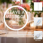 USB Acrylic Leave A Message Table Sign for Audio Guest Book Phone with Neon Table Sign for Wedding Party Birthdays Rentals Confessions Special Occasions (White) - Image 5