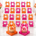 Gerrii 100 Pcs Clear Plastic Individual Cupcake Boxes 3.5" Single Cupcake Containers Transparent Ornament Gift Box with Inserts and Ribbon for Wedding Baby Shower Party Favor (Orange and Hot Pink) by Gerrii