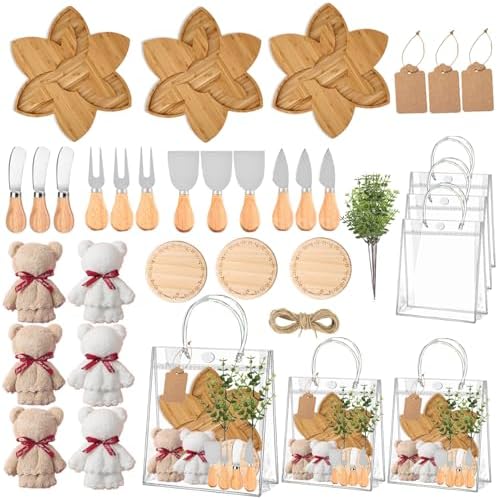 37Pcs Baby Shower Prizes for Game Winners Lotus Cheese Board Fork Butter Spreaders straight knife spatula Coasters Towel Artificial Eucalyptus Stems Cards and Gift Bags for Guests Bridal Birthday,3Set by Unknown
