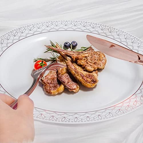 100Pack Rose Gold Disposable Plastic Silverware with Napkins - Image 7