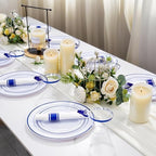 WELLIFE 350 Pieces Blue Plastic Plates - Disposable Silverware and Cups, Include: 50 Dinner Plates 10.25”, 50 Dessert Plates 7.5”, 50 Blue Cups 9 OZ, 50 Plastic Cutlery - Image 6